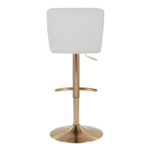 English Elm Henry Contemporary Adjustable Barstools - Set Of 2 With Swivel, Gold Base & White Chevron Upholstery B202S00934