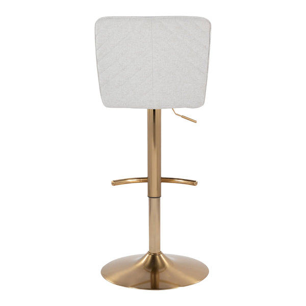 English Elm Henry Contemporary Adjustable Barstools - Set Of 2 With Swivel, Gold Base & White Chevron Upholstery B202S00934