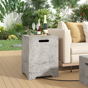 English Elm U_style Rectangular Outdoor Propane Fire Pit Mgo Set with Tank Cover Table Black,Light Gray WY000498AAB