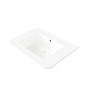 English Elm 30" Glossy White Ceramic Undermount Bathroom Basin with Overflow and Seamless Bowl W2615P281687