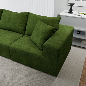 English Elm Modular Cloud Sectional Sofa with Corduroy Upholstery and Two Ottomans for Living Room W3341S00004