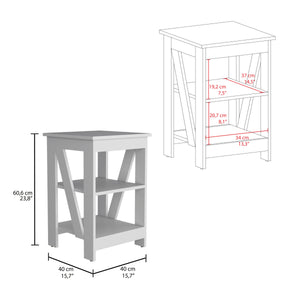 English Elm Taylor 3-Tier End Table White — Compact Nightstand & Sofa Side Table with Ample Open Storage Shelves B200P188840