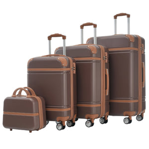 English Elm Hardshell Abs Spinner Luggage Set Four Piece Expandable Tsa Lock Travel Suitcases Brown N732P170218O