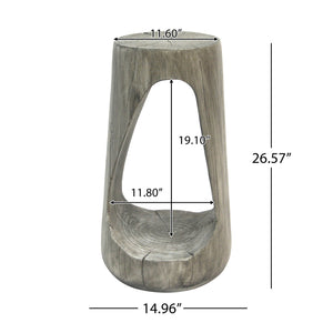 English Elm Christopher Knight Home® - Outdoor Side Table - Sculptural Hollow Design, Lightweight Concrete With Wood-Like Finish For Patio Use N770P291496G