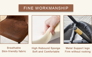 English Elm Table Set: 31.5" Dark Wood Grain Round Dining Table & 4 Brown Tech-Fabric Chairs For Small Spaces W1151S02482-GIGA