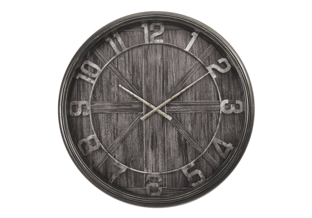 English Elm Clocks, 30" Round Oversized Wall Clock In Distressed Brown Frame For Modern Transitional Decor B2710P287068