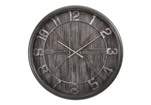 English Elm Clocks, 30" Round Oversized Wall Clock In Distressed Brown Frame For Modern Transitional Decor B2710P287068