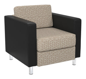 OSP Home Furnishings Pacific Vinyl Club Armchair with Chrome Legs for Modern Living Room Lounge Seating Luna Black PAC51-K100/R107