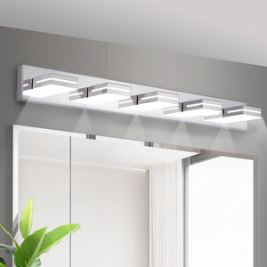 English Elm Modern Chrome Led Vanity Light - 5-Light Wall Sconce For Stylish Bathrooms & Mirrors, Easy Install, Energy Efficient W2312P374921