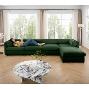 English Elm Modular 4-Seat L-Shaped Sofa With Storage, Ergonomic Comfort, And Stylish Green Chenille Upholstery W714S01064