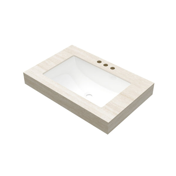 English Elm 30" Muri Sintered Stone Vanity Countertop Roma Travertine Basin Bathroom Unit W2615P435947