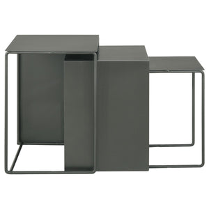 English Elm Vestal Iron Nesting Table Set of Three Powder Coated Grey Industrial Living Room Accent B062P441486
