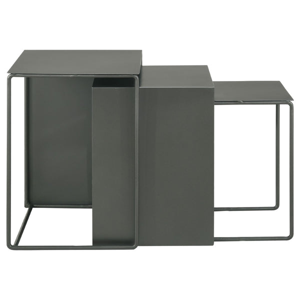 English Elm Vestal Iron Nesting Table Set of Three Powder Coated Grey Industrial Living Room Accent B062P441486