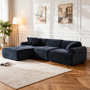 English Elm 105'' Modular Sectional with Washable Woven Cover Convertible L-shape Living Room Sofa W3565S00017