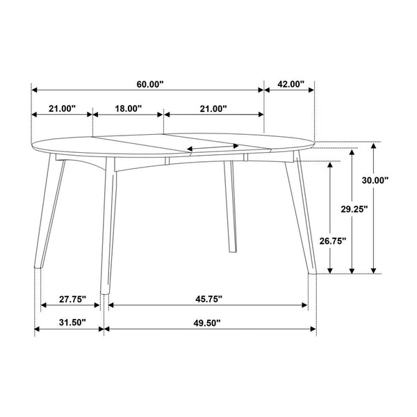 English Elm Oval Solid Wood 60" Extension Dining Table with Removable Leaf, Angled Legs, Dark Walnut Finish B016P368765