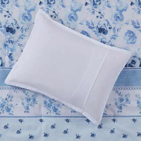 English Elm Twin/Twin Floral Striped Comforter Set with Anti-Microbial Microfiber, Plush Fill, Decorative Pillows Multicolor 19.68 L x 12.99 W x 7.09 H B035P203249