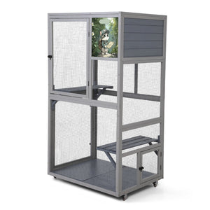 English Elm Wooden Pinewood Small Animal Habitat with Acrylic Panels Ramps Tunnel and Rolling Base W2181P363536