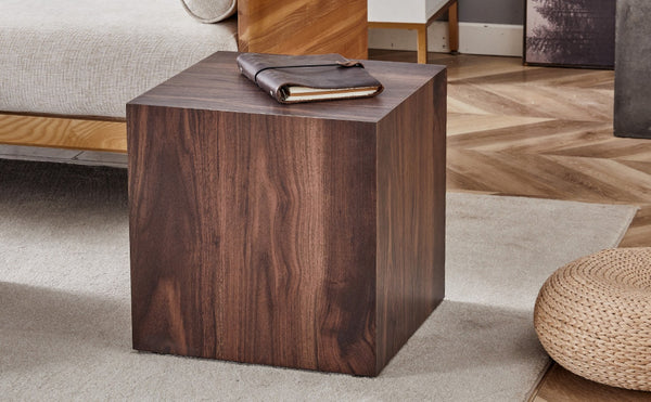 English Elm 16*16*16 Inch Walnut Grain Mdf Cube Side Table Ready to Use Living Room Accent W1151P231617