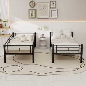 English Elm Twin Metal Bunk Bed for Kids - Durable Twin Over Twin Bedframe with Guardrails, Ladder, Convertible W1935P294047