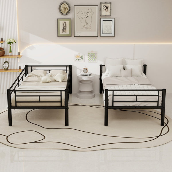 English Elm Twin Metal Bunk Bed for Kids - Durable Twin Over Twin Bedframe with Guardrails, Ladder, Convertible W1935P294047