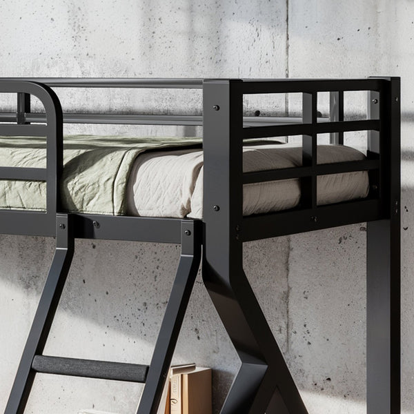 English Elm Twin Xl Over Queen Metal Bunk Bed Low Profile Steel Frame for Guest Rooms W5305S00032