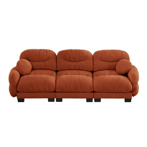 English Elm Pleated Chenille Three Seater Modular Sofa with Ergonomic Foam and Curved Armrests Orange W5656S00067