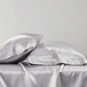 JLA Home Madison Park Essentials - Luxury Satin Pillowcases Set for Skin & Hair Protection, OEKO-TEX Softness, Wrinkle-Resistant Luxury Light Grey MPE21-920