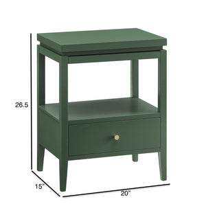 English Elm Olana Vintage Green Nightstand with Floating Top, 1 Drawer, Hidden Tray, Gold Pull & Tapered Legs B050P376962