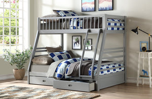 English Elm Jason Gray Twin/Full Bunk Bed with 2 Roll-Out Storage Drawers, Convertible, Pine Frame, 330lb Capacity B2726S00356