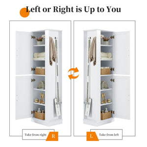 English Elm Tall Bathroom Storage Cabinet - Freestanding Mdf Organizer With Adjustable Shelves & Modern White Finish N725P241834K-GIGA