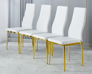 English Elm chair Elegant Gold Legs White Seat Set of 4 – Durable Metal Dining Chairs, Comfortable Stylish Design W234P241305