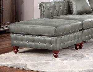 English Elm Slate Gray 3-Piece Leatherette Sectional Set - Reversible Loveseats & Versatile Ottoman For Comfort B011S01332-GIGA