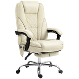 English Elm Vinsetto Massage Office Chair With Foot Rest, Executive Office Chair With 6 Vibration Point and Heat, Reclining Computer Chair, Swivel Desk Chair, Adjustable Height, Beige