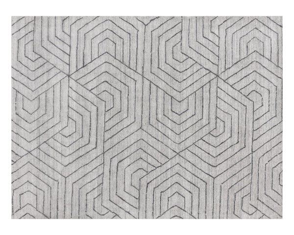 Sunpan Mazey Hand-Loomed Rug - Unique Hexagon Design by Skilled Artisans, Soft Viscose for Modern Elegance 9' X 12'