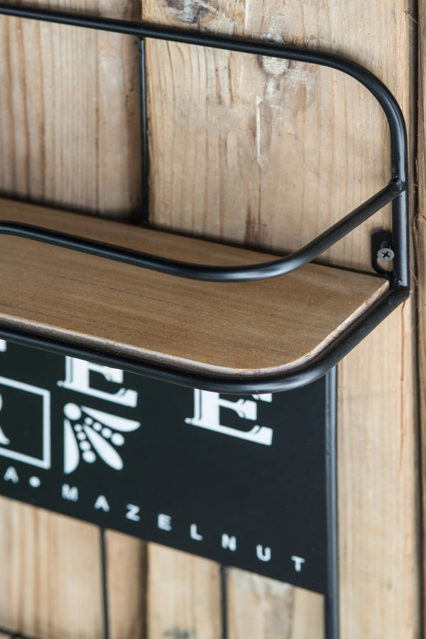 English Elm 22.8x5.5x28.7" Wall-Mount Coffee Bar Shelf — 18 K-Cup Slots, 4 Hooks, Black Storage Shelf for Countertop Essentials W2078P223138