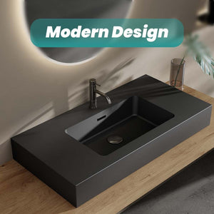 English Elm Bb02-36-101, Seamless Solid Surface Basin Glossy White Integrated Vanity Top for Bathrooms W1865107124
