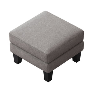 English Elm Fabric Ottoman with Thick Coil-Spring Cushion, 100% Polyester Upholstery, Solid Wood Legs, 23×23×17" LIGHT GREY W109741864