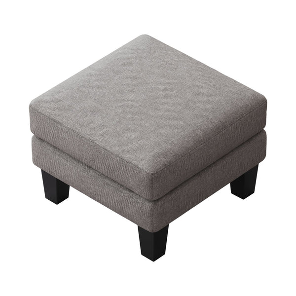 English Elm Fabric Ottoman with Thick Coil-Spring Cushion, 100% Polyester Upholstery, Solid Wood Legs, 23×23×17" LIGHT GREY W109741864