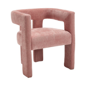 English Elm United We Win Chenille Barrel Accent Armchairs Set of Two for Living Room Dining Pink W1568P389270