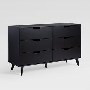 English Elm Walker Edison - Mid-Century Hans 6-Drawer Dresser with Durable MDF, UV Foil Finish, Warp-Resistant, Smooth Slides Black 56.5 L x 20 W x 8 H B185P169060