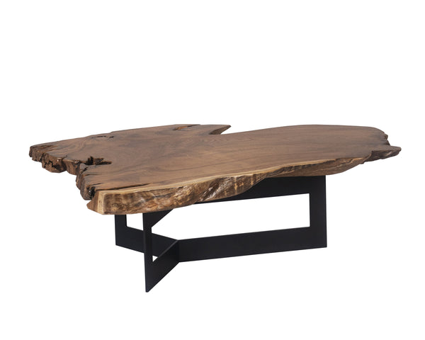 Sunpan Wyatt Coffee Table - Handcrafted Solid Teak Root Wood with Unique Design, Sturdy Steel Frame & Style Natural