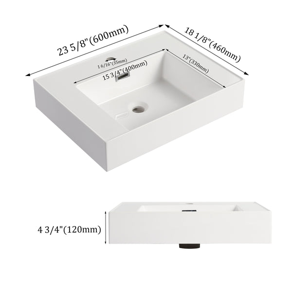 English Elm Resin Ameican White Oak Gel Basin Vanity Top 29.5x13.2x23.6 Inch Durable Non-Toxic Smooth Finish W1972P186770