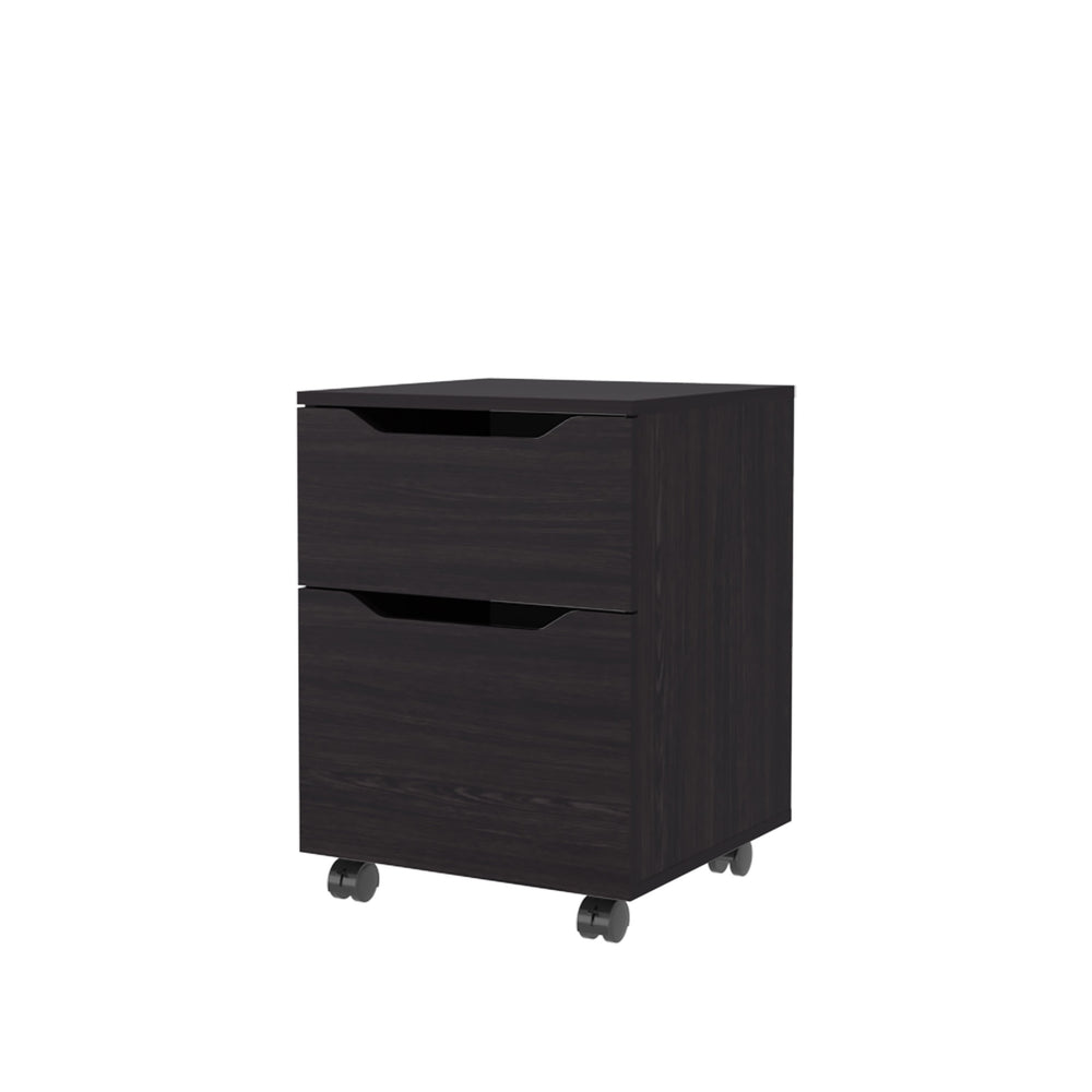 English Elm FM Nogales NightStand with 2 Drawers — Compact Scratch-Resistant Melamine Bedside Table for Small Rooms Wenge 24.41 L x 21.65 W x 5.91 H B128P301387
