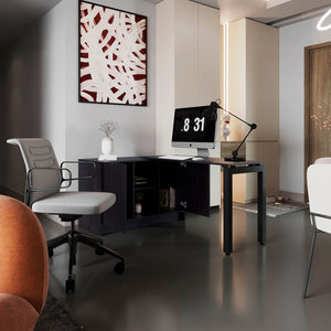 English Elm Alfie 72" Rotable Desk with Adjustable 2-Way Layout, Built-In Storage, Durable Walnut Finish for Home Office B070S00396