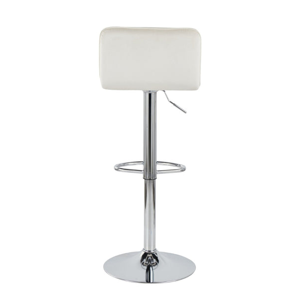 English Elm Adjustable Velvet Swivel Barstools with Chrome Base for Kitchen or Home Bar Set of 2 B202S01964