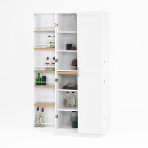 English Elm Kitchen Pantry Cabinet White 29.9"W x 15.7"D x 71.65"H — Tall MDF Storage with Adjustable Shelves, Anti-Tip Safety W409P262446