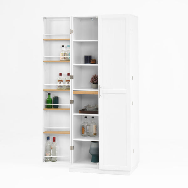 English Elm Kitchen Pantry Cabinet White 29.9"W x 15.7"D x 71.65"H — Tall MDF Storage with Adjustable Shelves, Anti-Tip Safety W409P262446