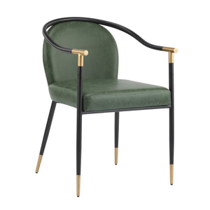 English Elm Christopher Knight Home® - Modern Upholstered Dining Chair with Gold-Tip Accents, Metal Armrests, Heathered Fabric, Set of Two Black+Green 35.75 L x 22.75 W x 22.5 H N776P195378G