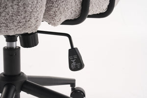 English Elm Boucle Bouclé Fabric Office Chair with Ergonomic Curved Back & Armrests, 360° Swivel, Stable Base Gray T3903P373043