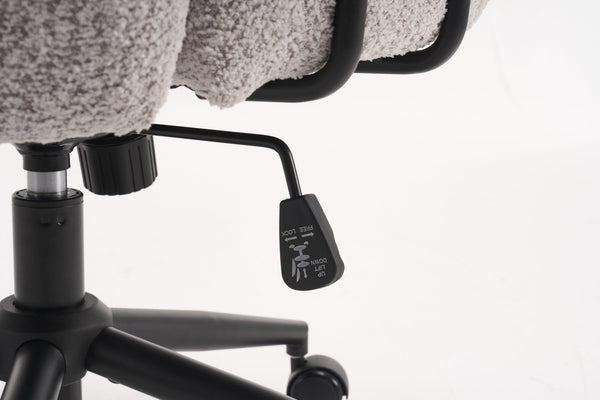 English Elm Boucle Bouclé Fabric Office Chair with Ergonomic Curved Back & Armrests, 360° Swivel, Stable Base Gray T3903P373043